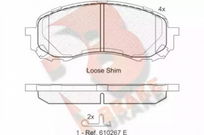 R BRAKE rb1800 -  Комплект тормозных колодок, дисковый тормоз